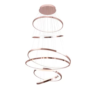 Candil de Led Sao 240w Color Oro Rosado Marca Leon Iluminación